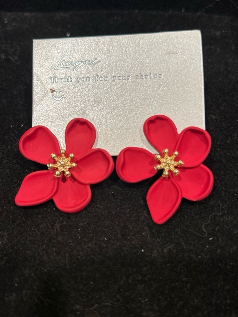 Red Floral Statement Earrings - Women Accessories